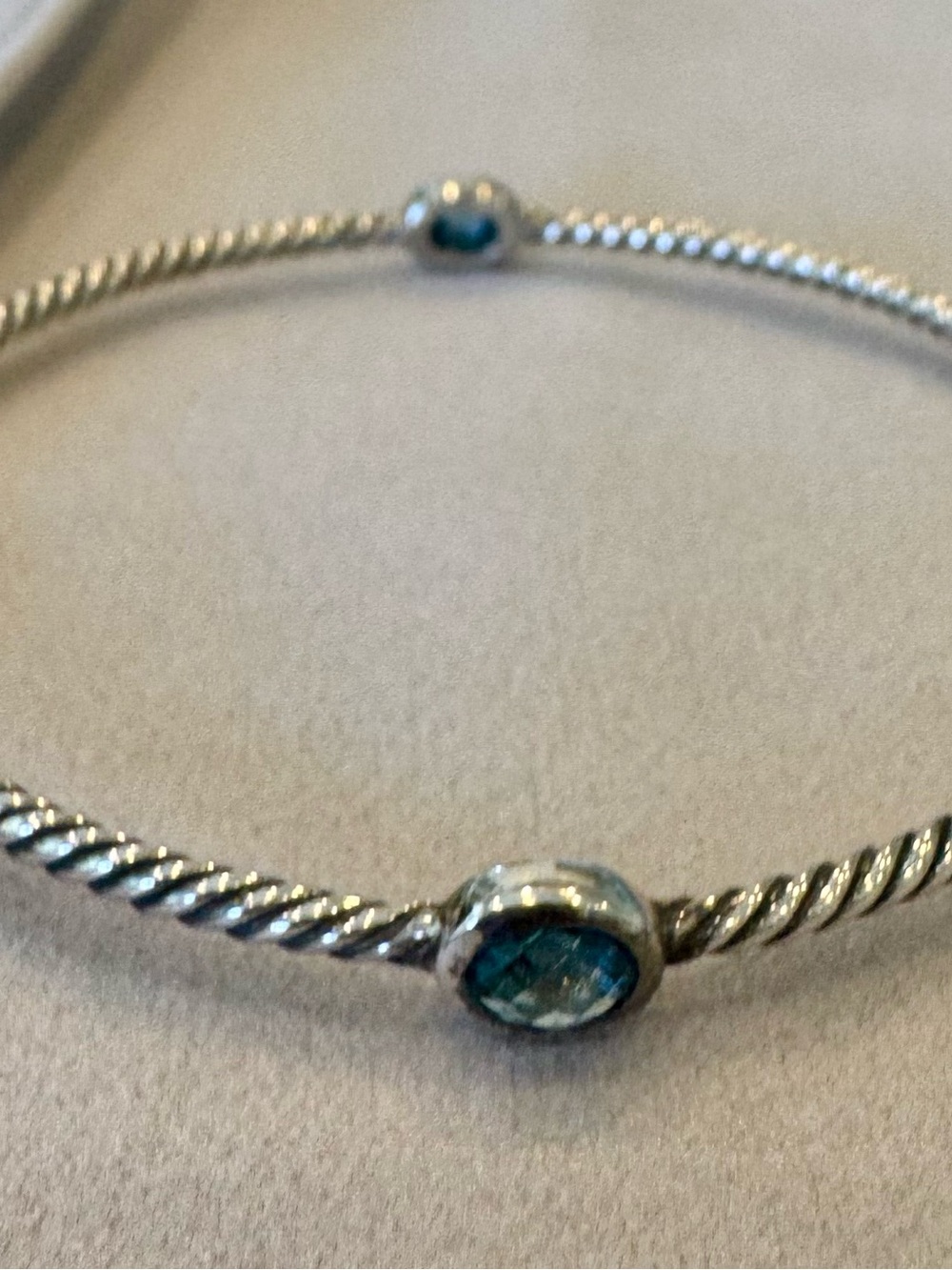 David Yurman Cable Classics 4 Station Bracelet with London Blue Topaz